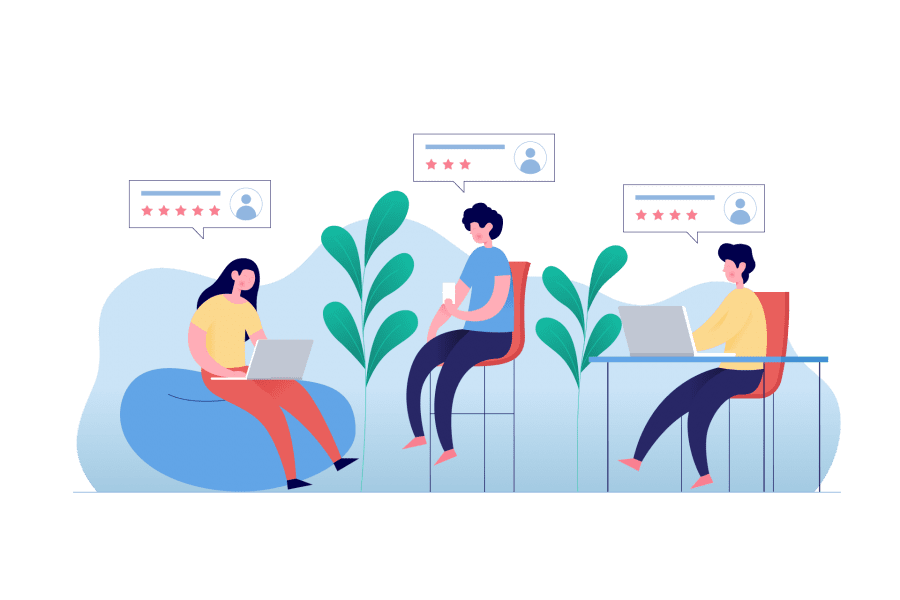 social proof from three customers graphic