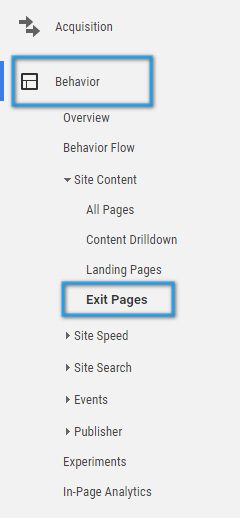 web analytics exit pages